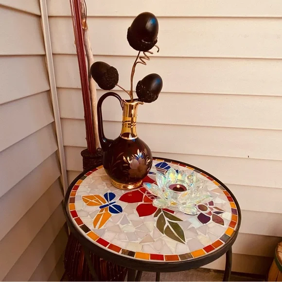 Old Etched & Gilded Mini Red Amber Glass Decanter/ Handle Beautiful Starburst🪻&✨ - Picture 16 of 16